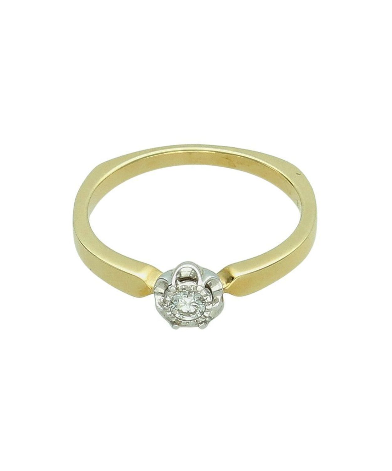 Pierścionek złoty z diamentem 0,08 ct  Złoto 585  Klasyczna korona pr 585.jpg